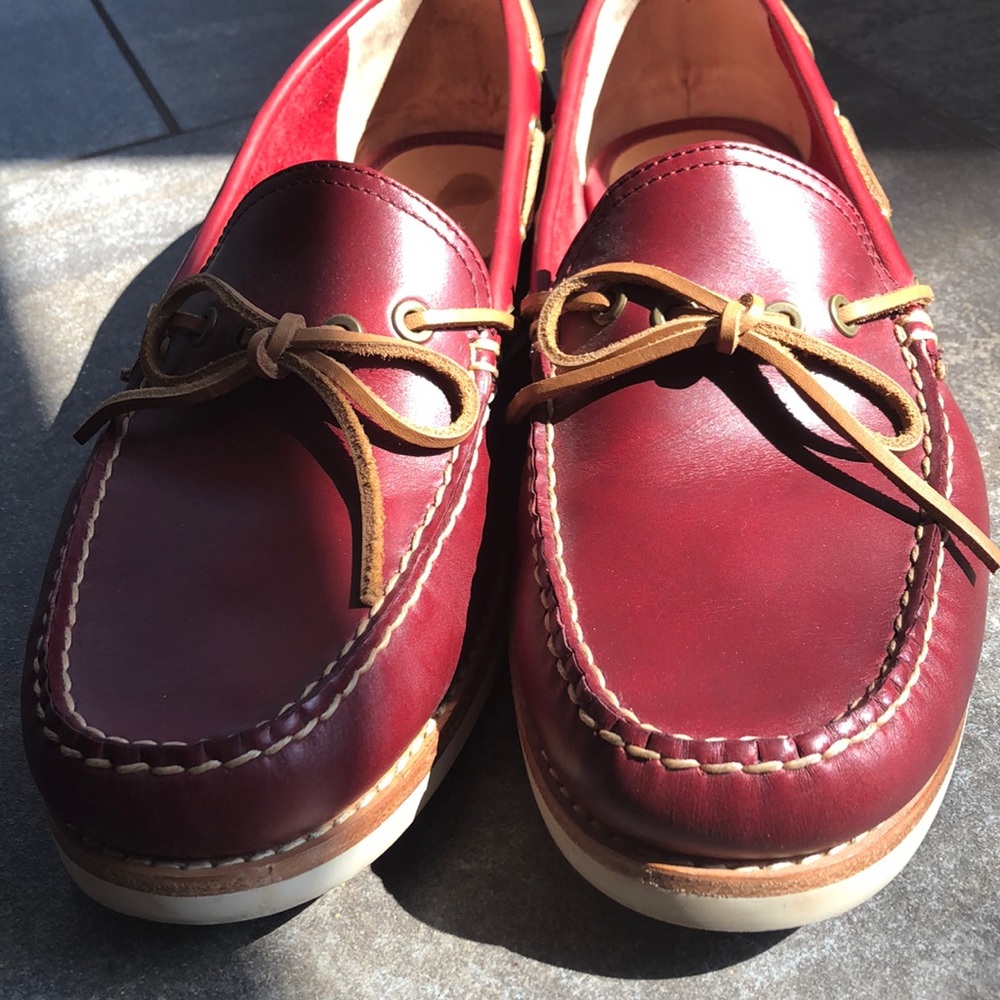 Men’s Frye Leather boat shoe in deep maroon